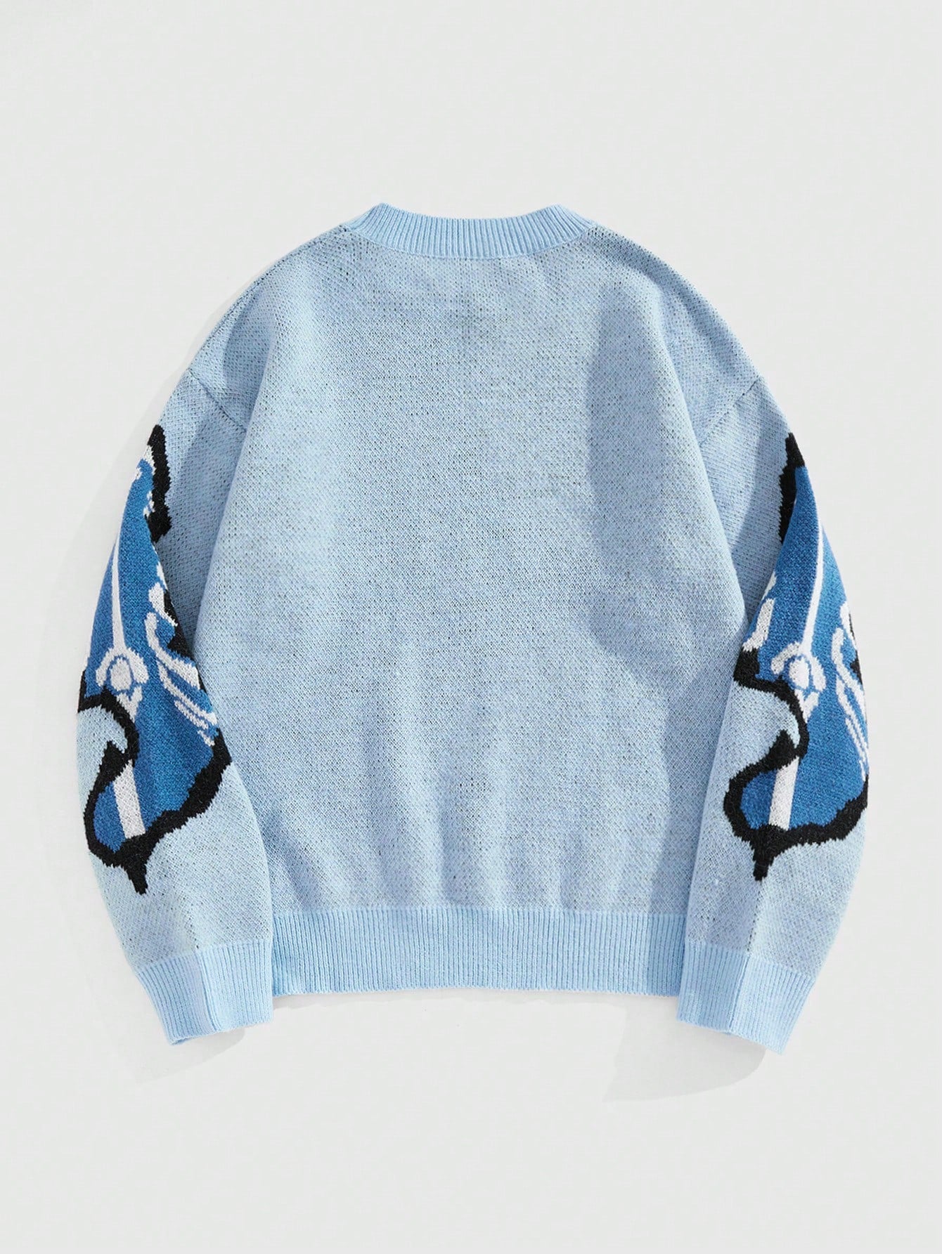 Street Life Men’s Bone Print Crew Neck Casual Pullover Sweater for Fall & Winter