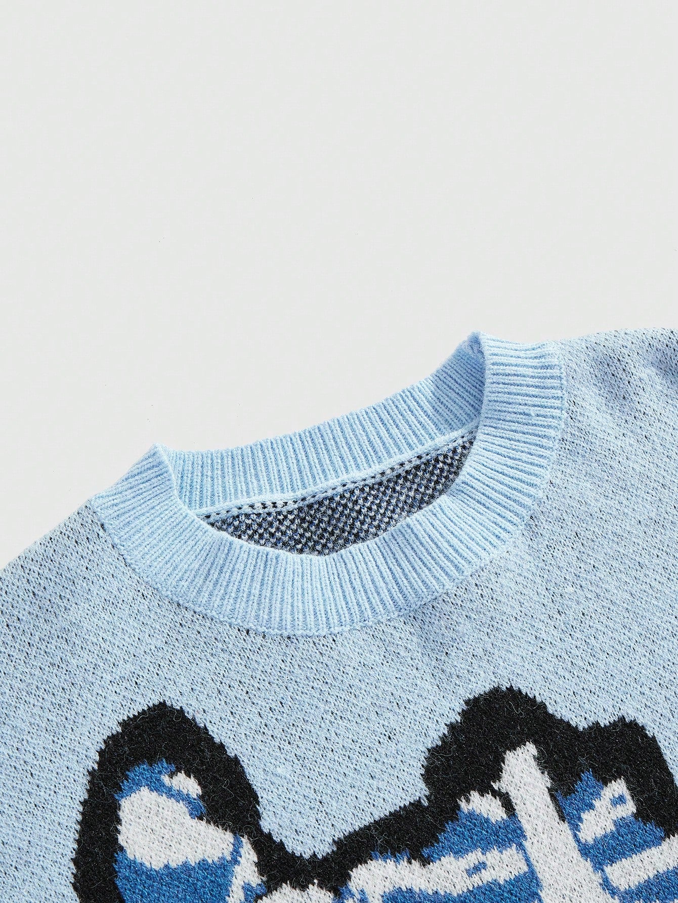 Street Life Men’s Bone Print Crew Neck Casual Pullover Sweater for Fall & Winter