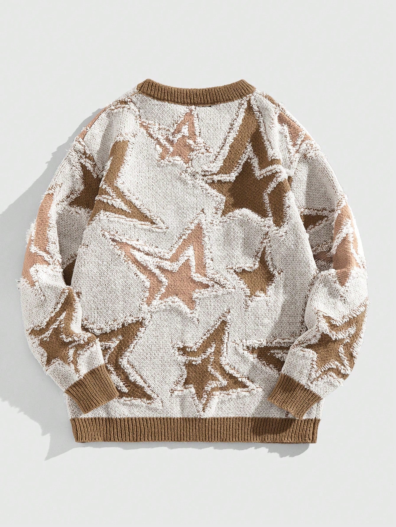 Street Life Men’s Stylish Contrast Color Star Jacquard Pullover Sweater