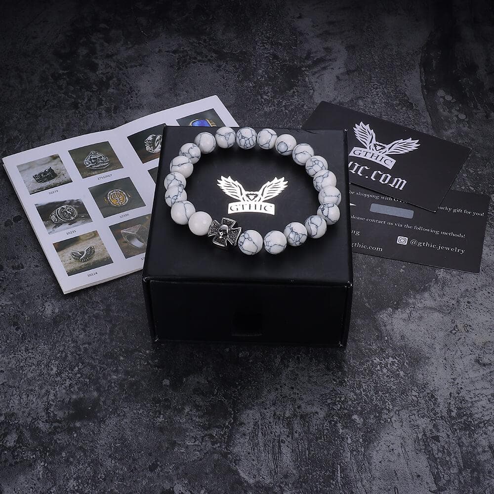 Cross Skull Turquoise Stainless Steel Bracelet
