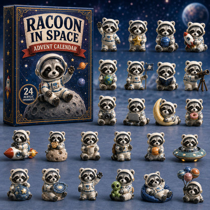 CHRISMAST KICKOFF 40% OFF - Raccoon In Space Advent Calendar 2026 - 24-Day Festive Countdown, Acrylic Charms Blind Box - Gift For Raccoon Lovers AC0TM118