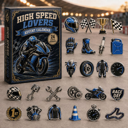 CHRISTMAS KICKOFF 40% OFF - Racing Biker Advent Calendar 2026 - 24-Day Festive Countdown, Acrylic Charms Blind Box - Gift For Racing Lovers AC0TM065