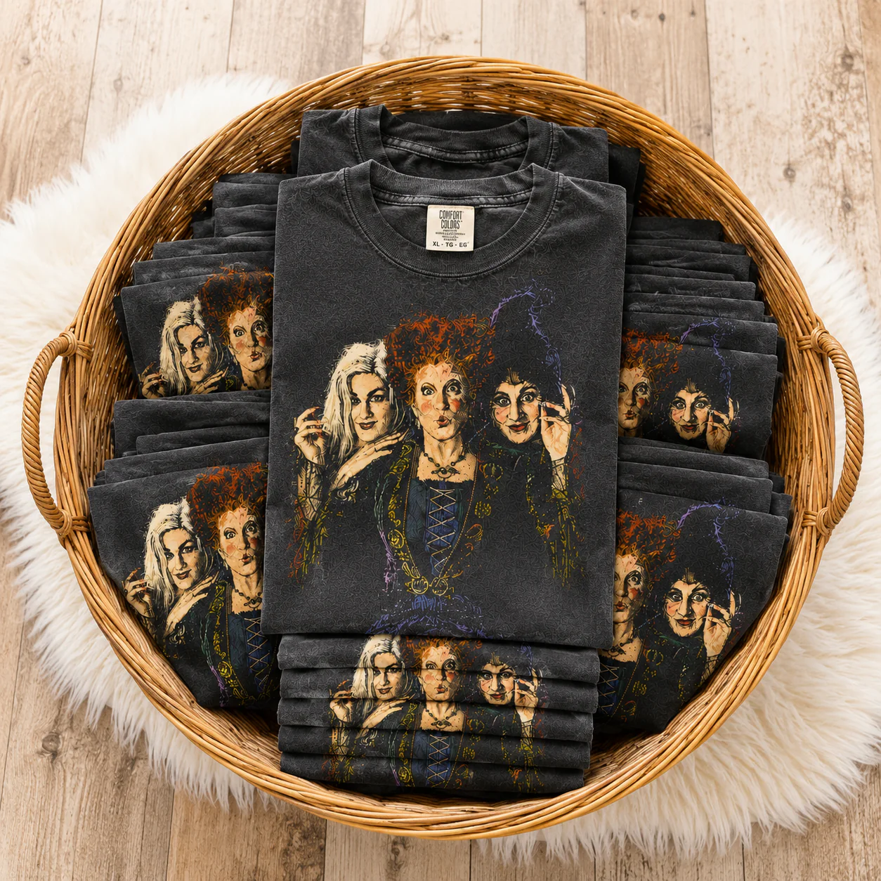 Retro Vintage Halftone Witches Halloween Spooky Graphic Tee Shirt