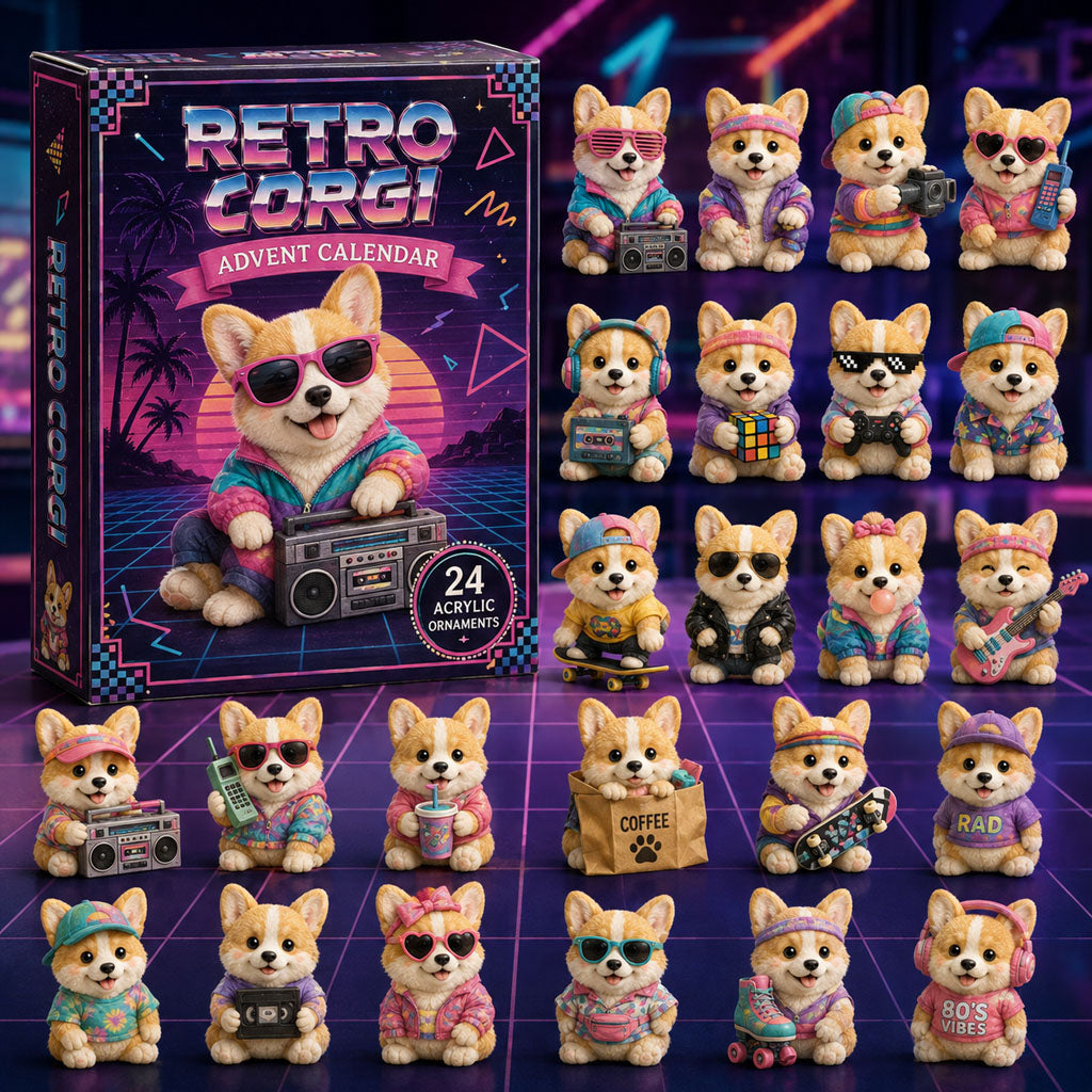 CHRISTMAS KICKOFF 40% OFF - Retro Corgi Advent Calendar 2026 - 24-Day Festive Countdown, Acrylic Charms Blind Box - Gift For Corgi Lovers AC0TM185