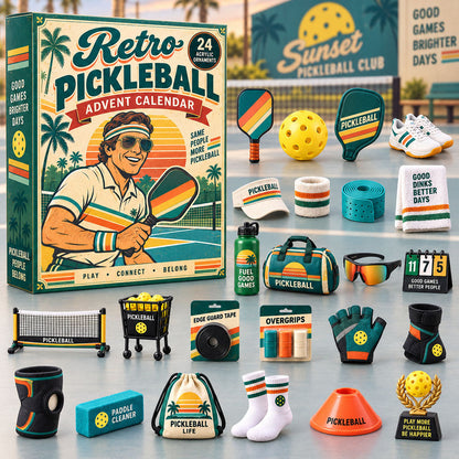 CHRISTMAS KICKOFF 40% OFF - Retro Pickleball Advent Calendar 2026 - 24-Day Festive Countdown, Acrylic Charms Blind Box - Gift For Pickleball Lovers AC0NT283