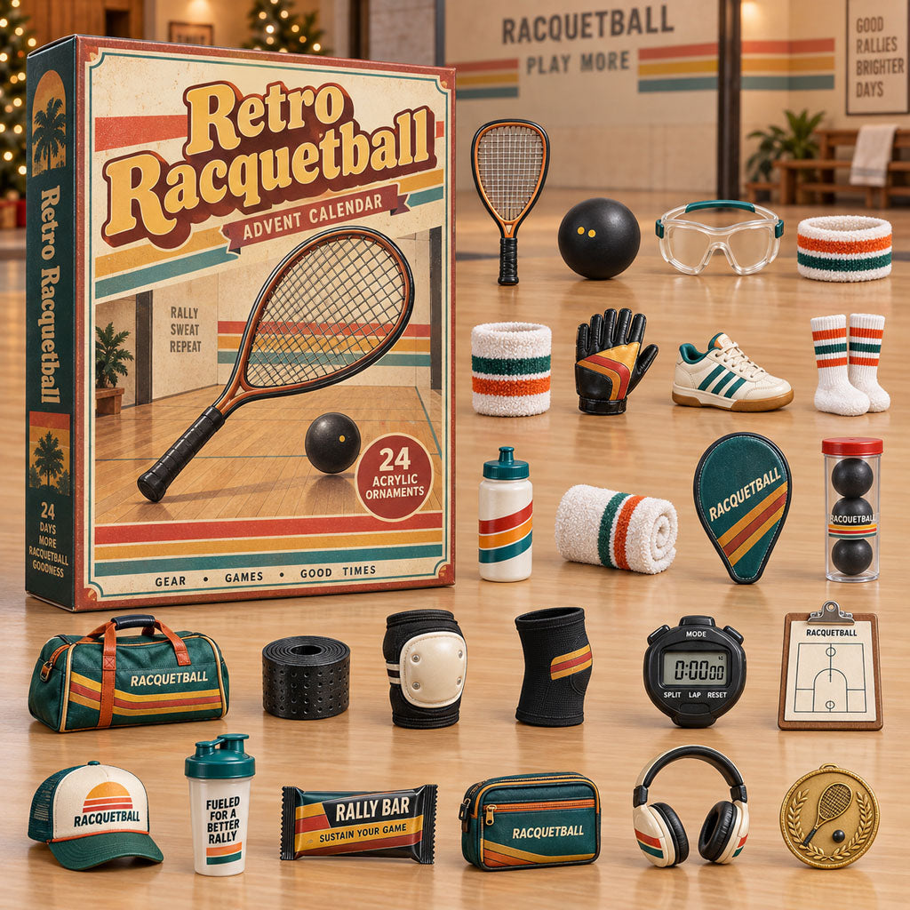 CHRISTMAS KICKOFF 40% OFF - Retro Racquetball Advent Calendar 2026 - 24-Day Festive Countdown, Acrylic Charms Blind Box - Gift For Racquetball Players AC0NT340