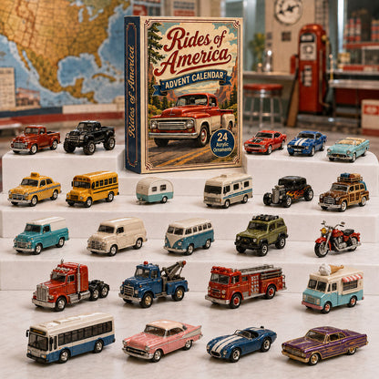 CHRISTMAS KICKOFF 40% OFF - Rides of America Advent Calendar 2026 - 24-Day Festive Countdown, Acrylic Charms Blind Box - Gift For Car Lovers AC0TH199