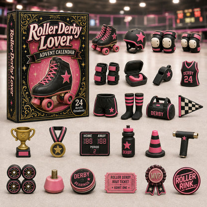 CHRISTMAS KICKOFF 40% OFF - Roller Derby Lover Advent Calendar 2026 - 24-Day Festive Countdown, Acrylic Charms Blind Box - Gift For Sport Lovers AC0HA064