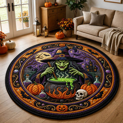 Round Witch Cauldron Spooky Halloween Area Rug