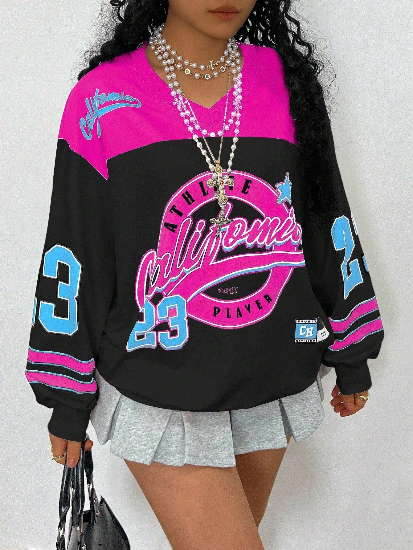 Women’s Plus Size Letter Print Drop Shoulder Long Sleeve Casual Sweatshirt