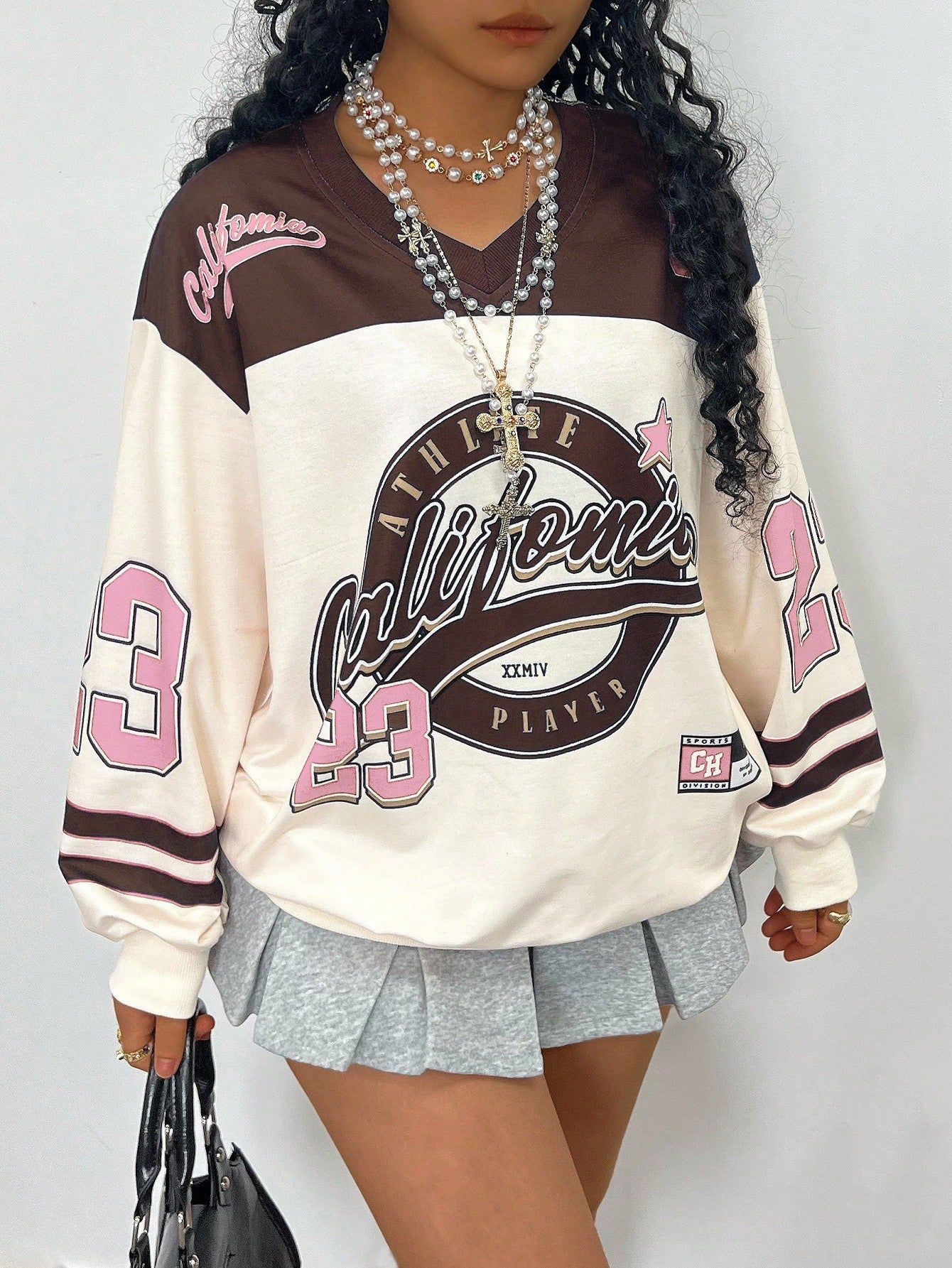 Women’s Plus Size Letter Print Drop Shoulder Long Sleeve Casual Sweatshirt