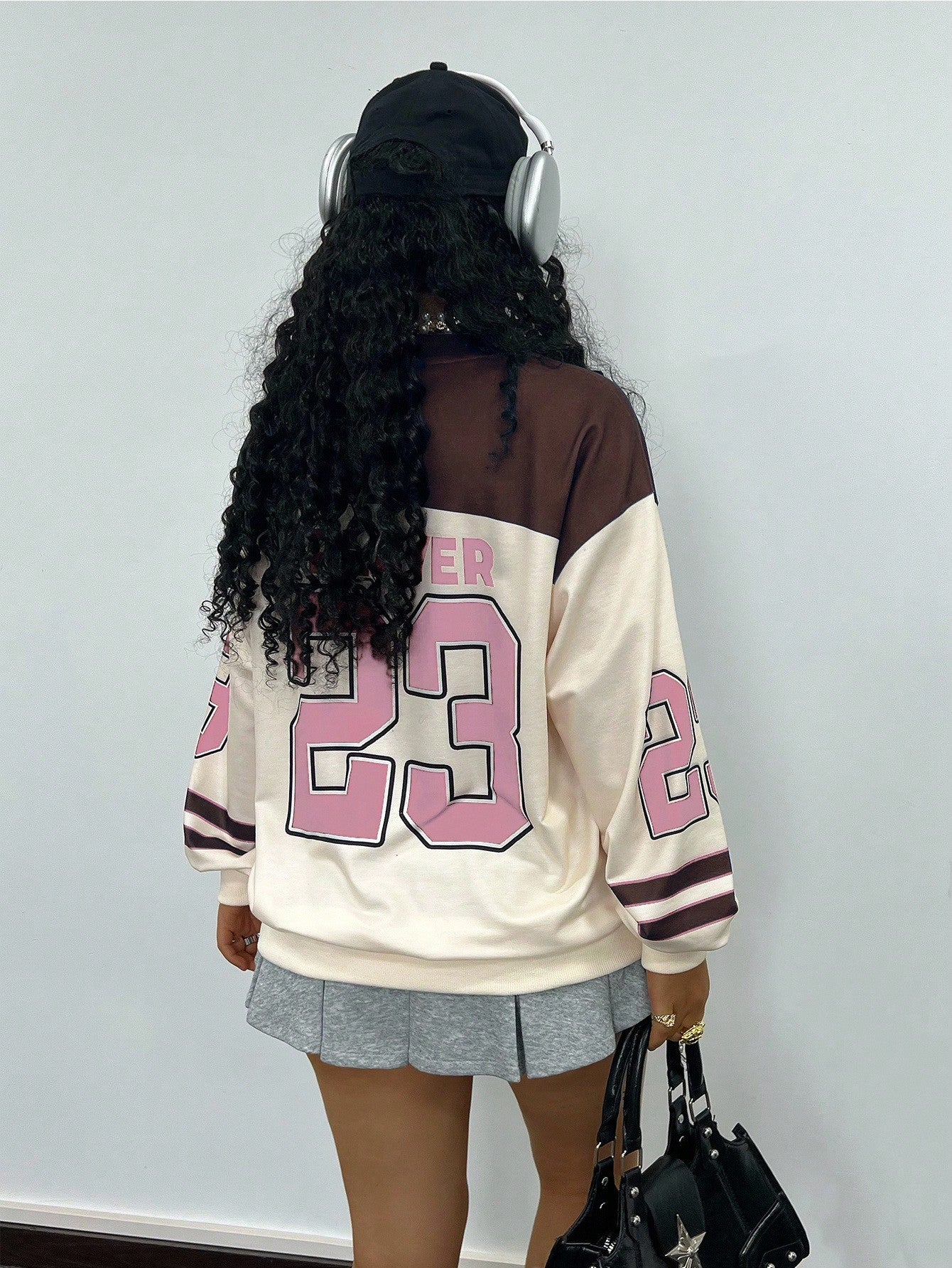 Women’s Plus Size Letter Print Drop Shoulder Long Sleeve Casual Sweatshirt