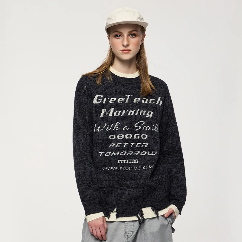 Positive Morning Text Sweater
