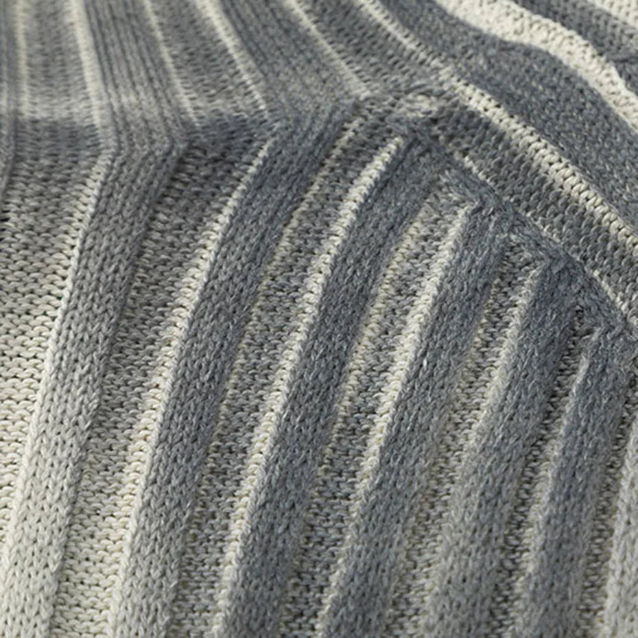 Loose Ripple Knit Sweater – Minimalist Ribbed Texture O-Neck Design