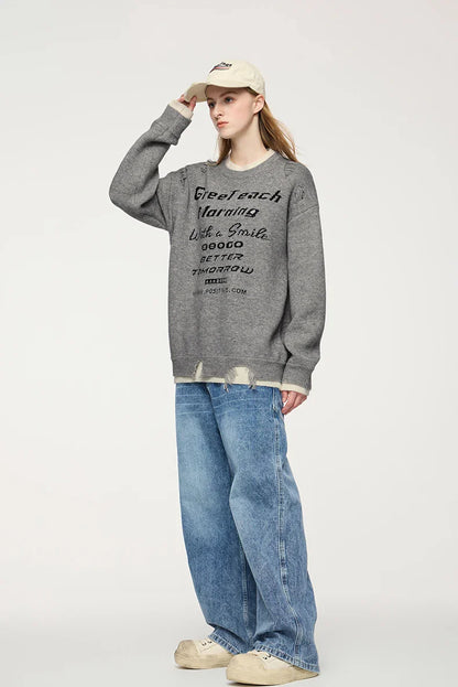 Positive Morning Text Sweater