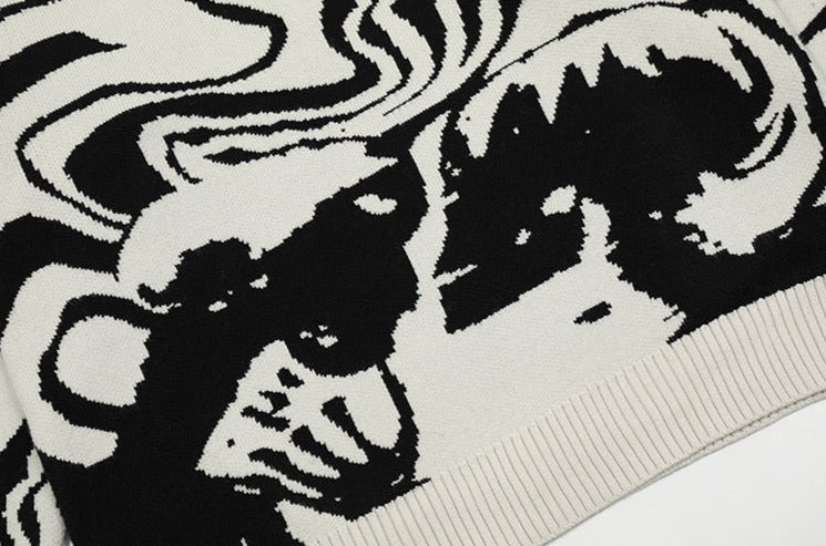 The Devil In The Love Sweater Bold Skull Print with Cozy Comfort