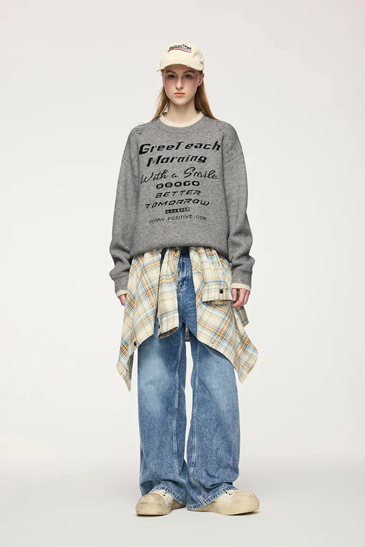 Positive Morning Text Sweater