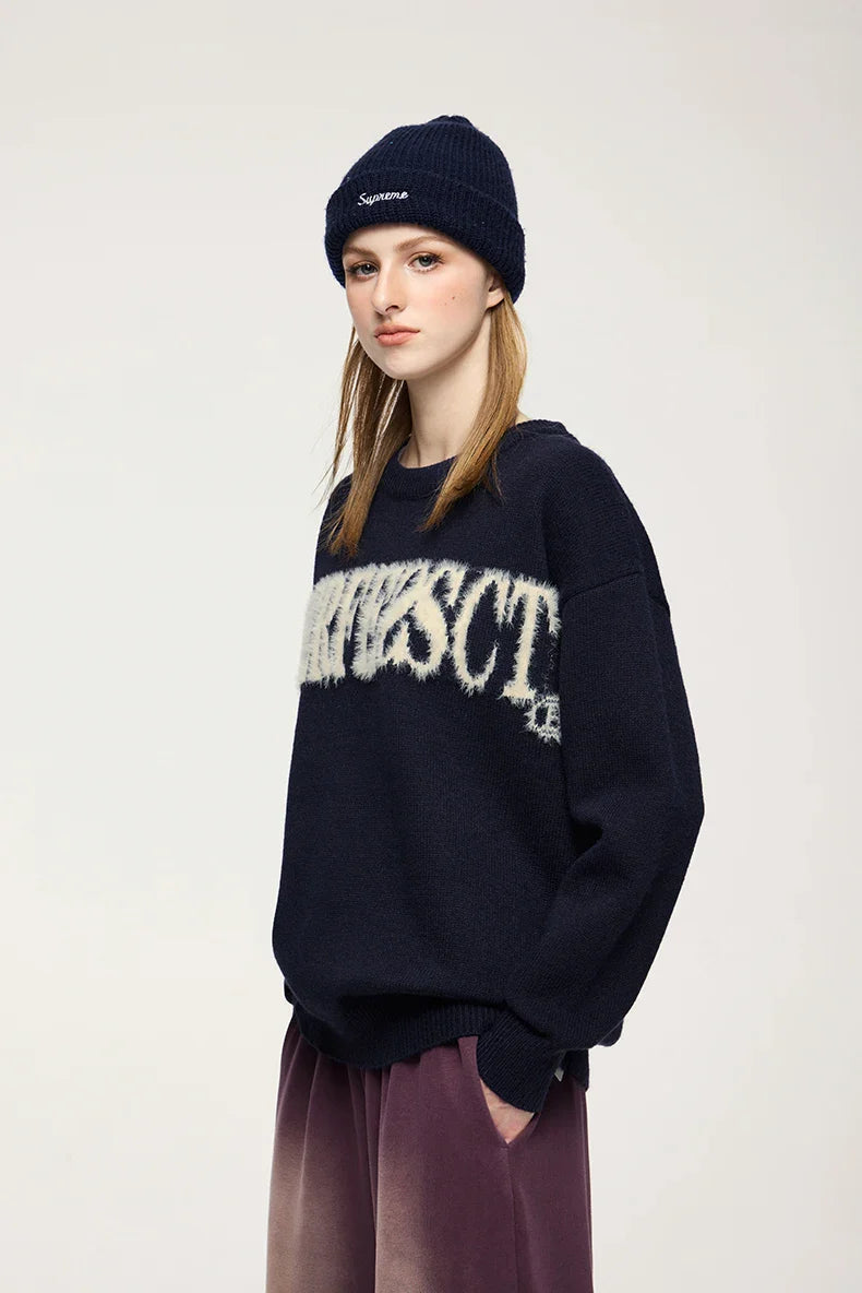 Distressed Lettered Sweater