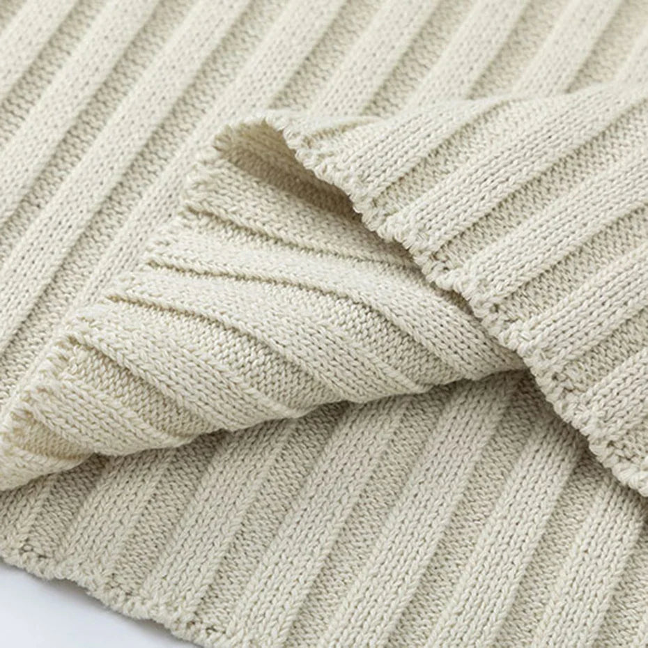 Loose Ripple Knit Sweater – Minimalist Ribbed Texture O-Neck Design