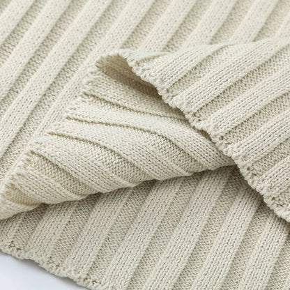 Loose Ripple Knit Sweater – Minimalist Ribbed Texture O-Neck Design