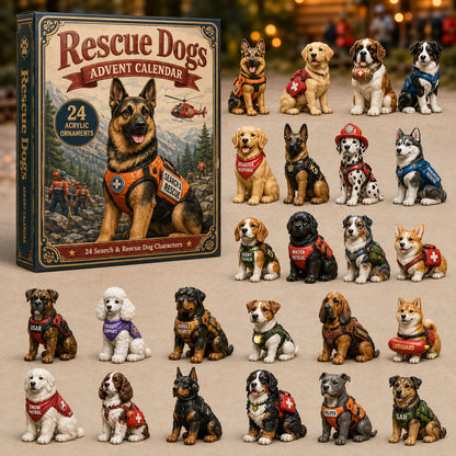CHRISTMAS KICKOFF 40% OFF - Rescue Dogs Advent Calendar 2026 - 24-Day Festive Countdown, Acrylic Charms Blind Box - Gift For Dog Lovers AC0NT043