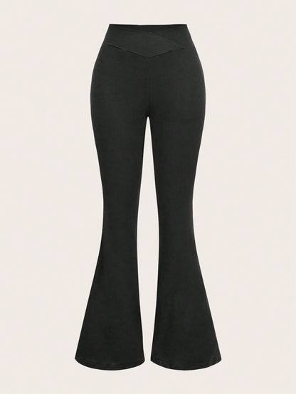 WOMEN CAMOUFLAGE PRINT WAIST BANDAGE DESIGN LEGGINGS FLARE PANTS SET – SPRING & AUTUMN ESSENTIAL
