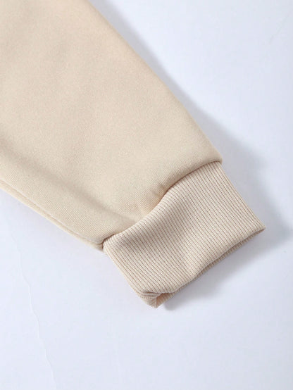 Graphic Pocket Drawstring Thermal Hoodie for Winter