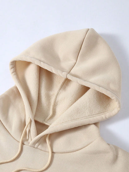 Graphic Pocket Drawstring Thermal Hoodie for Winter