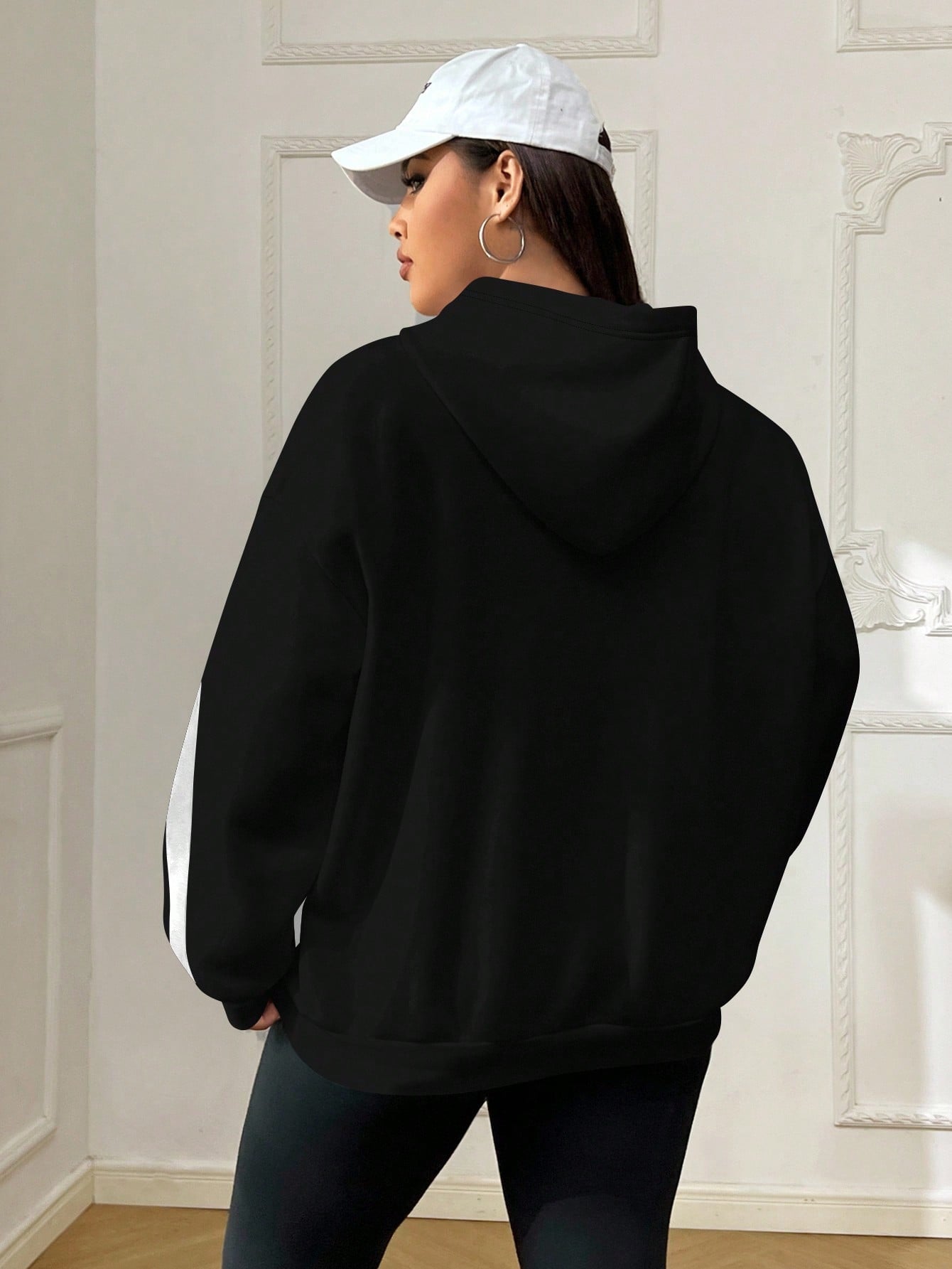 Women’s Black & White Color Block Letter Print Winter Fall Autumn