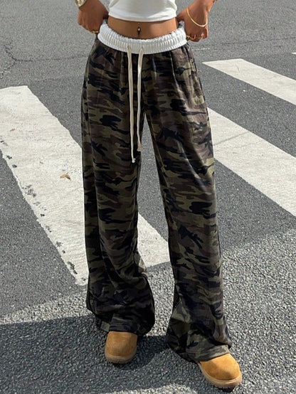 Women’s Multicolor Camo Knit Wide Leg Pants
