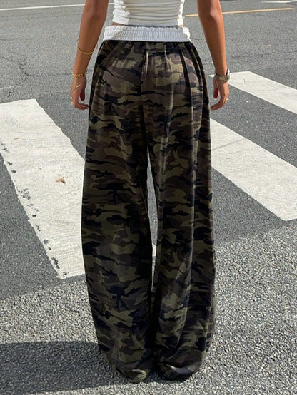 Women’s Multicolor Camo Knit Wide Leg Pants