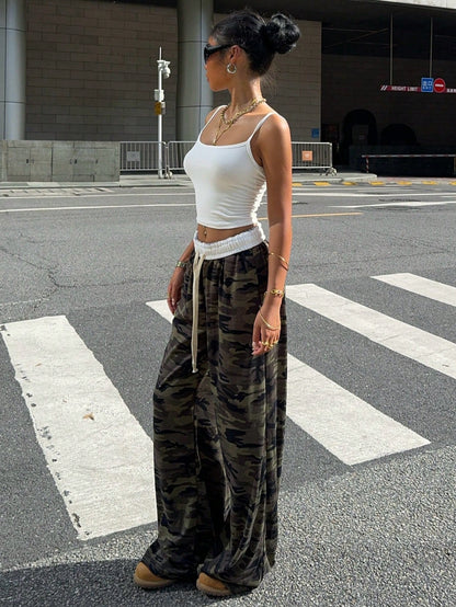 Women’s Multicolor Camo Knit Wide Leg Pants