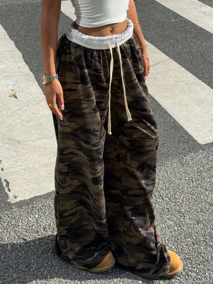 Women’s Multicolor Camo Knit Wide Leg Pants