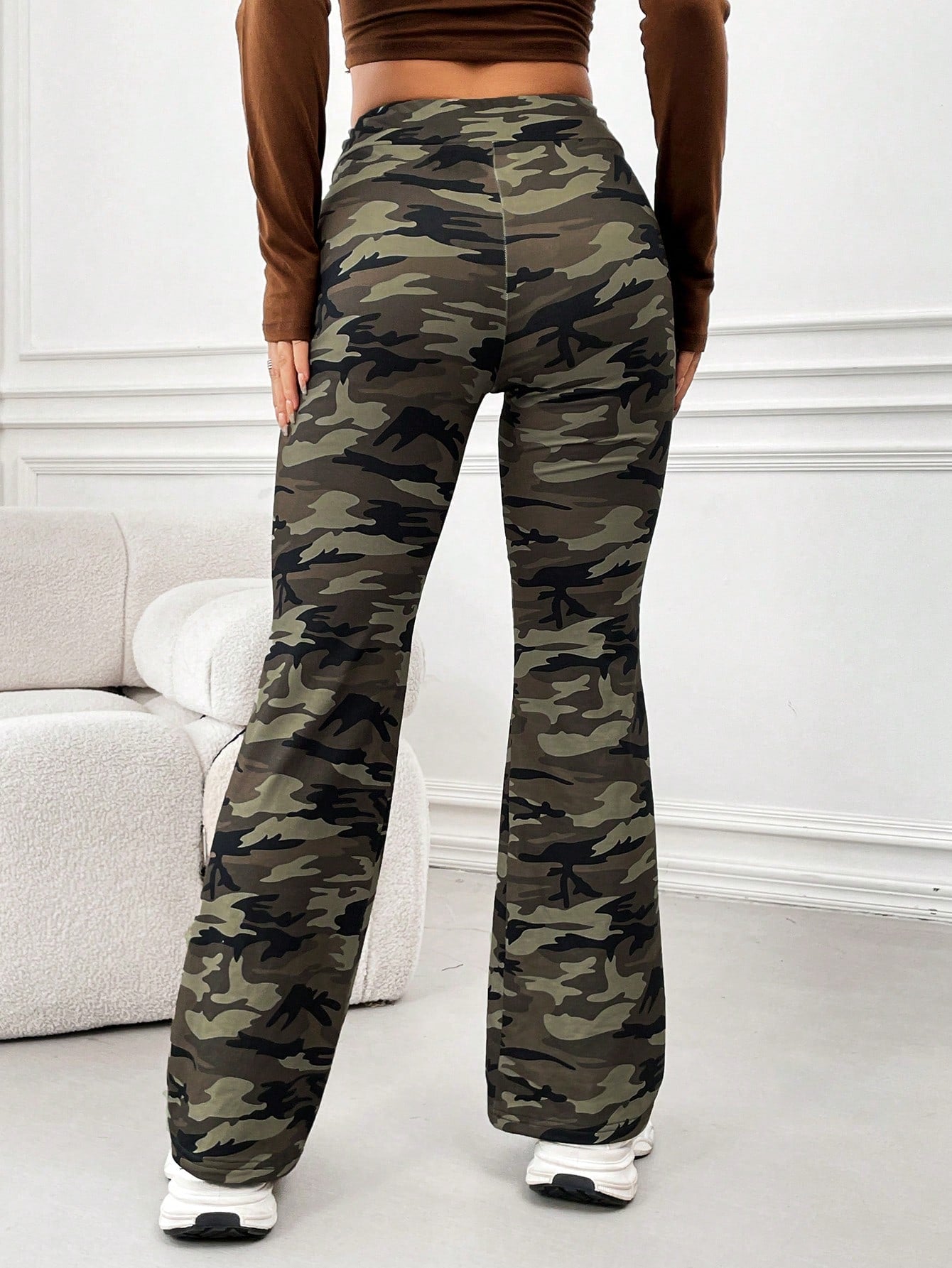 Women’s Multicolor Camo Flared Drawstring Pants