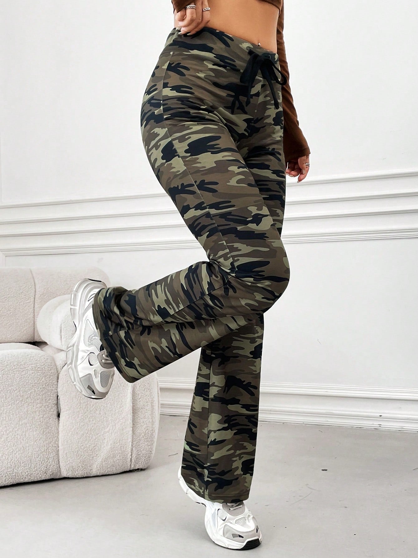 Women’s Multicolor Camo Flared Drawstring Pants