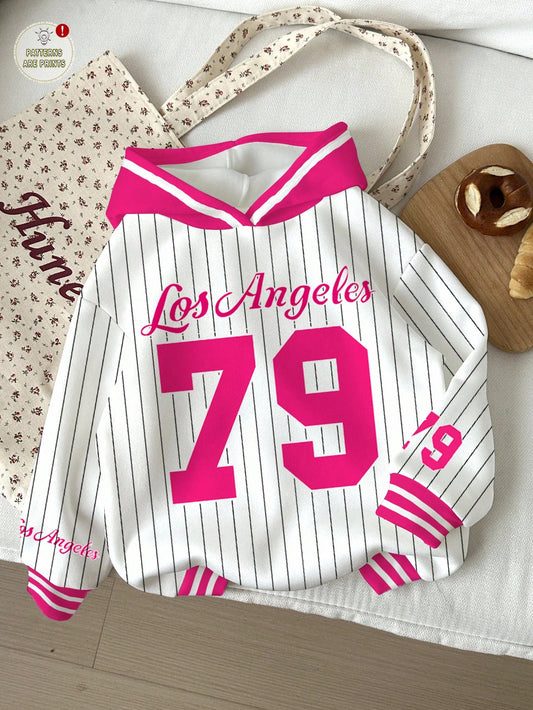 Women’s Colorblock & Numeric 79 Print Hoodie Sweatshirt Perfect for Autumn & Winter Fashion