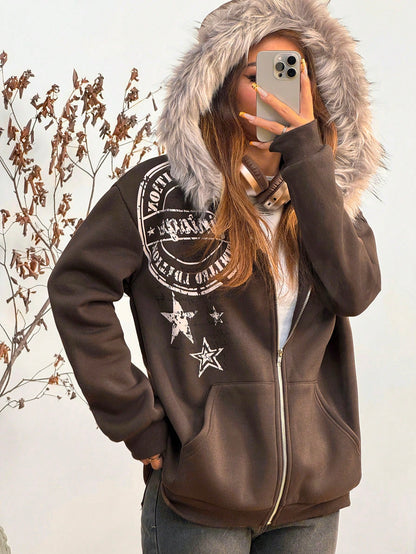 Women’s Printed Fleece Hoodie Cozy Casual Style for Fall & Winter