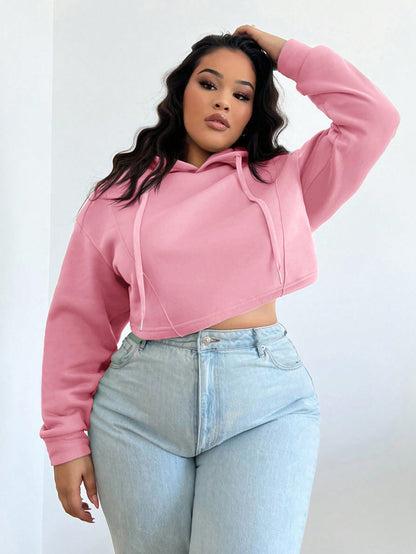 Pink Crop Hooded Sweatshirt for Women Perfect Fall & Back To-School Outfit
