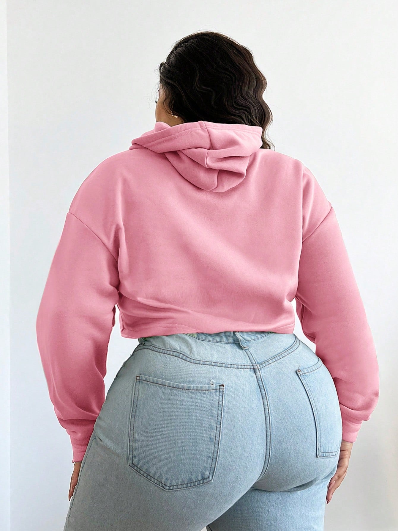 Pink Crop Hooded Sweatshirt for Women Perfect Fall & Back To-School Outfit