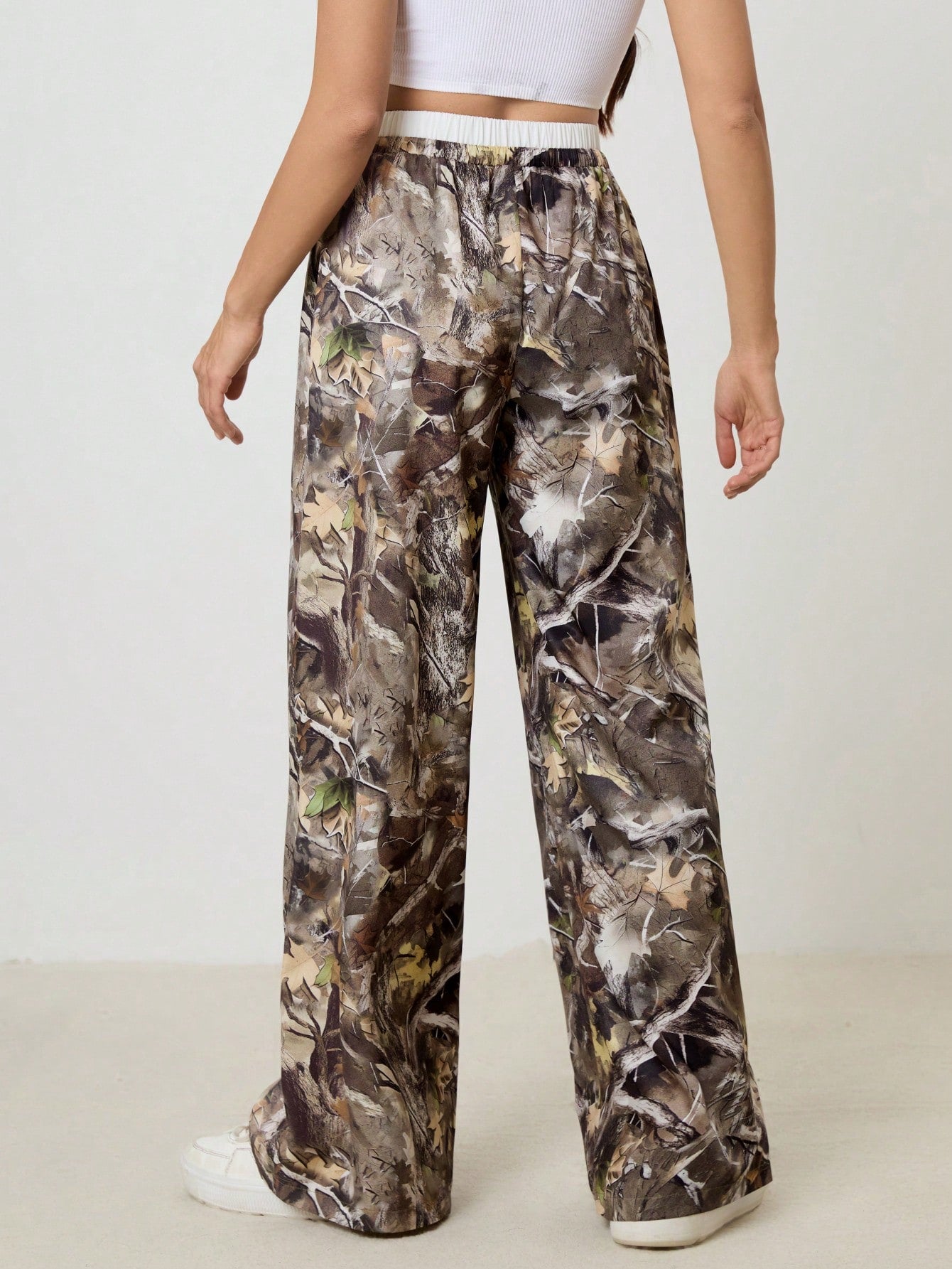 Tall Women’s Casual Printed Woven Loose Wide Leg Pants