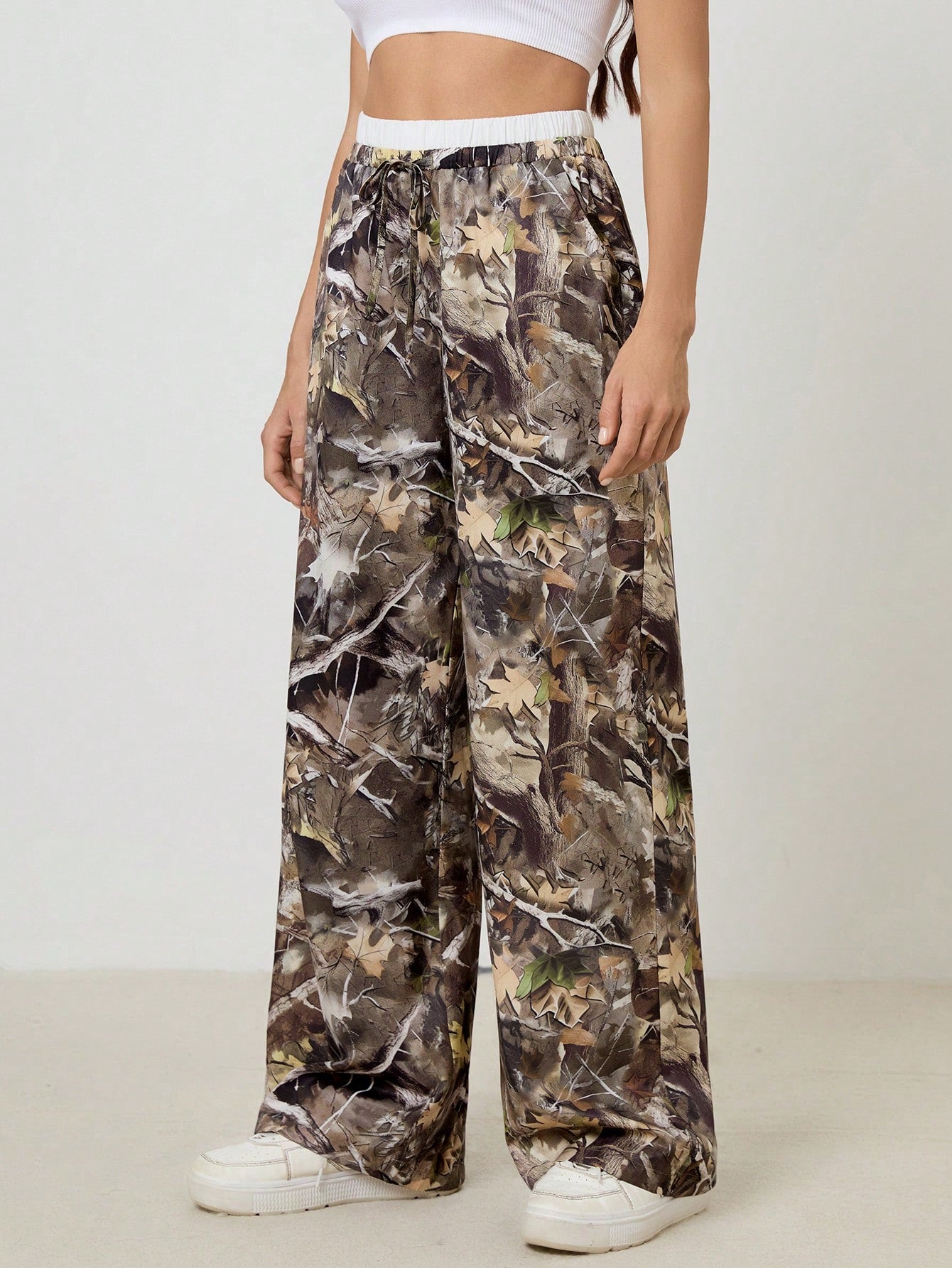Tall Women’s Casual Printed Woven Loose Wide Leg Pants