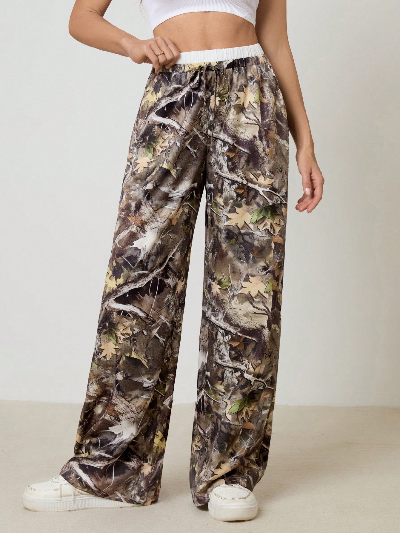 Tall Women’s Casual Printed Woven Loose Wide Leg Pants