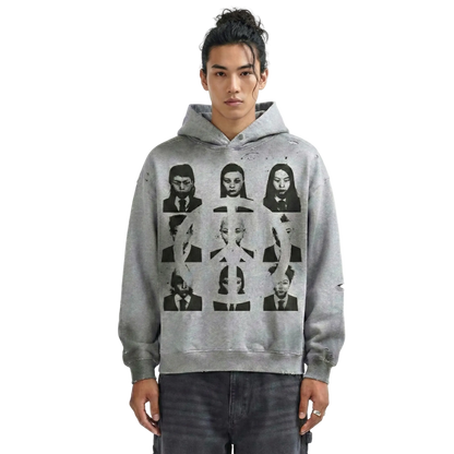 Faces Faded Distress Hoodie