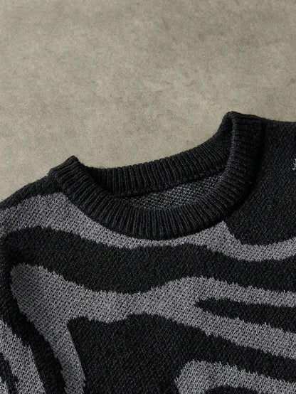Men’s Marble Pattern Crew Neck Loose Fit Casual Sweater