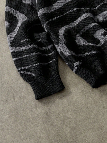 Men’s Marble Pattern Crew Neck Loose Fit Casual Sweater