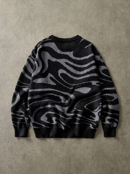 Men’s Marble Pattern Crew Neck Loose Fit Casual Sweater