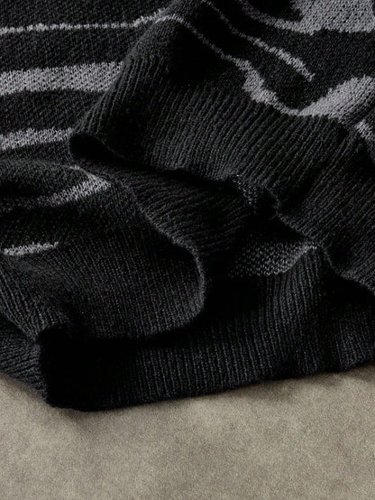 Men’s Marble Pattern Crew Neck Loose Fit Casual Sweater