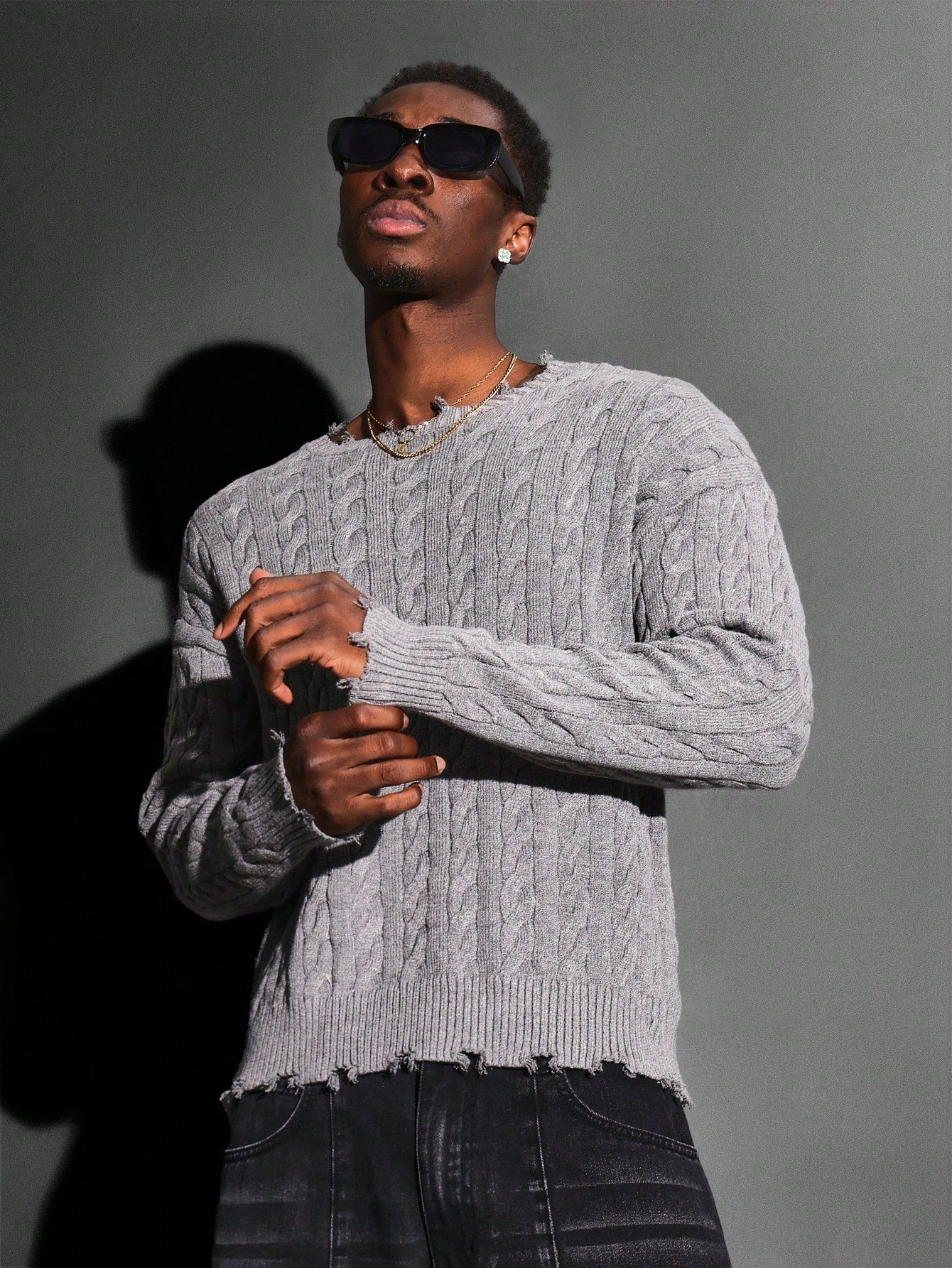 Crop Fit Cable Knit Distressed Sweater Grunge Streetwear Essential for Winter