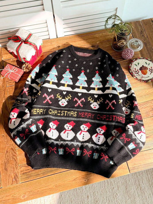 Men's Christmas Pattern Crew Neck Casual Pullover Long Sleeve Sweater