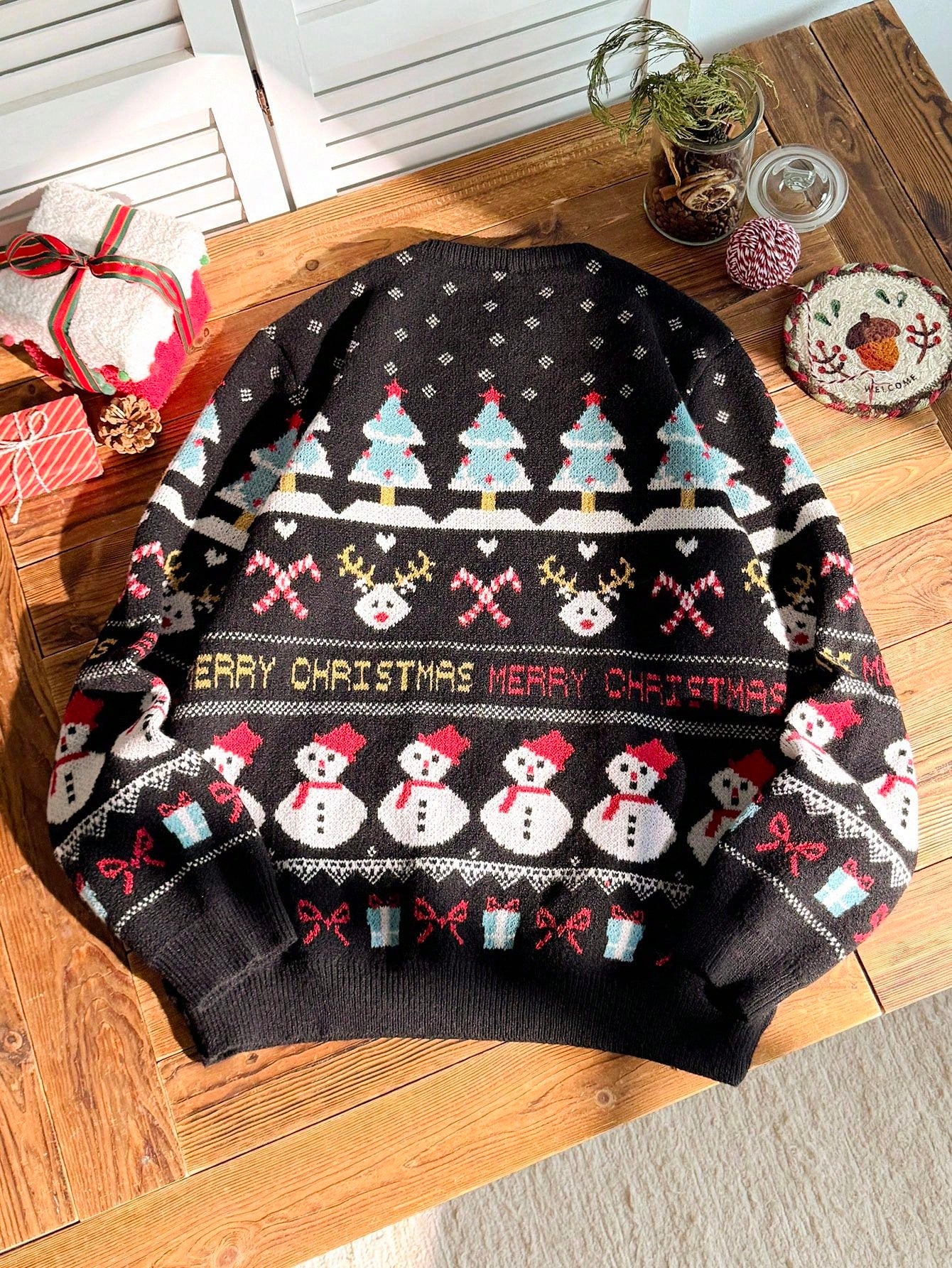 Men's Christmas Pattern Crew Neck Casual Pullover Long Sleeve Sweater